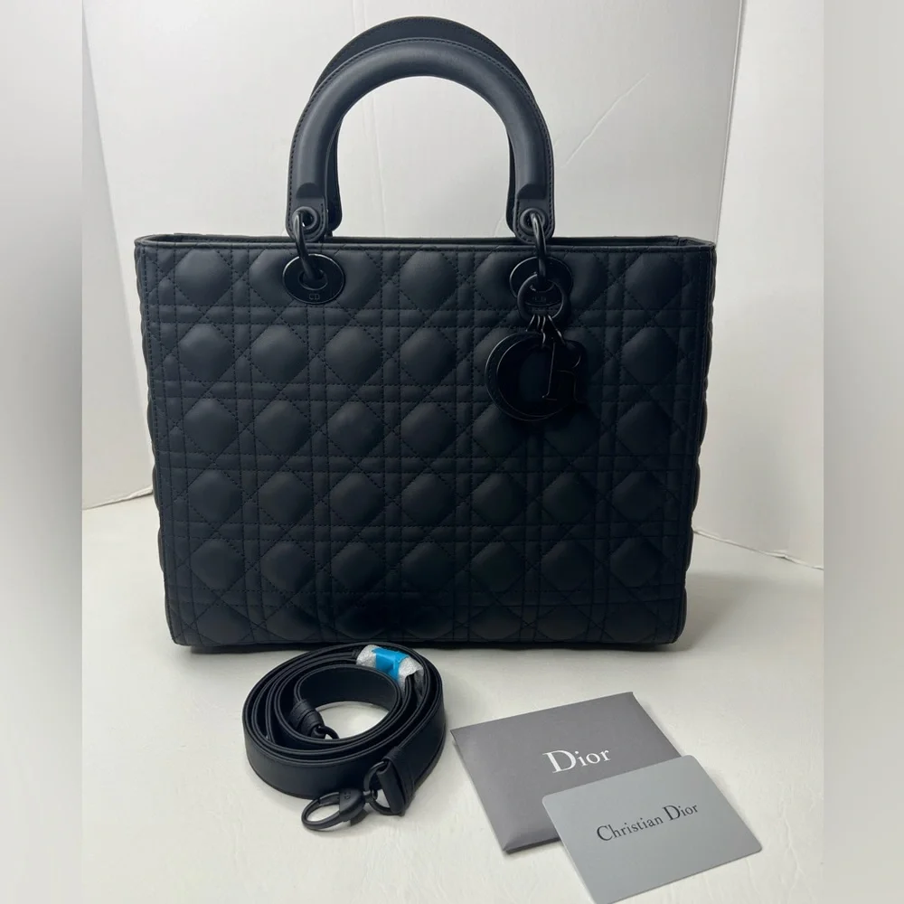 Christian Dior Lady Cannage So Black Large ultramatte calfskin - Picture 2 of 10
